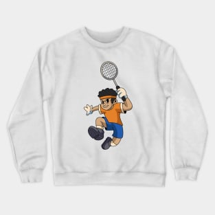 Funny Badminton Boy Crewneck Sweatshirt